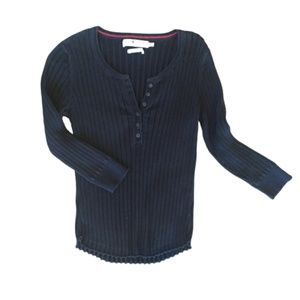 Tommy Hilfiger Classic Ribbed Henley Black Sweater